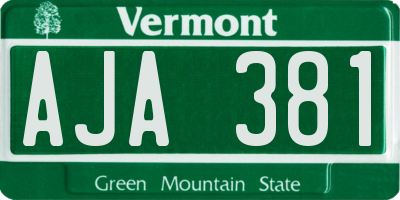 VT license plate AJA381