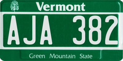 VT license plate AJA382