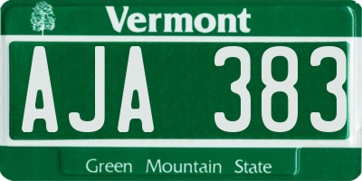 VT license plate AJA383