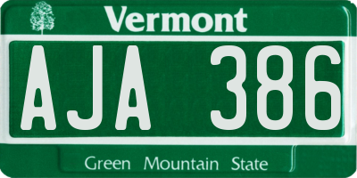 VT license plate AJA386