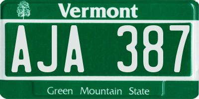 VT license plate AJA387