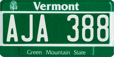 VT license plate AJA388