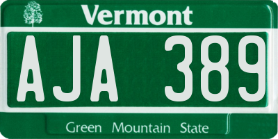 VT license plate AJA389