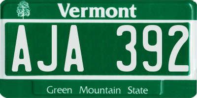 VT license plate AJA392