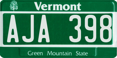 VT license plate AJA398