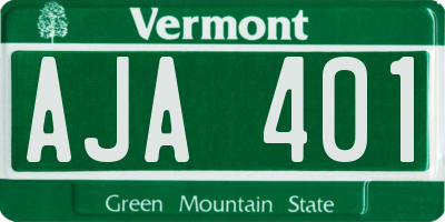 VT license plate AJA401