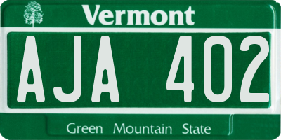 VT license plate AJA402