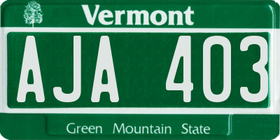 VT license plate AJA403