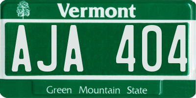 VT license plate AJA404
