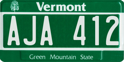 VT license plate AJA412