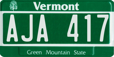 VT license plate AJA417