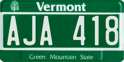 VT license plate AJA418
