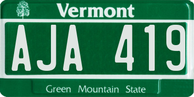 VT license plate AJA419