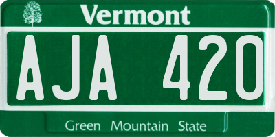 VT license plate AJA420