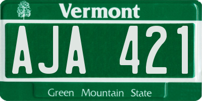 VT license plate AJA421