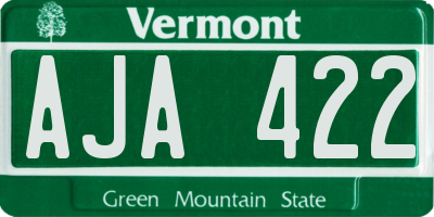VT license plate AJA422