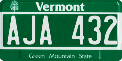 VT license plate AJA432