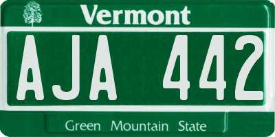 VT license plate AJA442