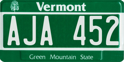 VT license plate AJA452