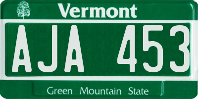 VT license plate AJA453