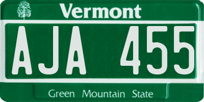 VT license plate AJA455