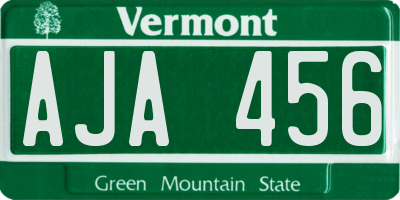 VT license plate AJA456