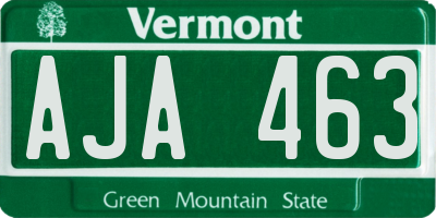 VT license plate AJA463