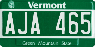VT license plate AJA465