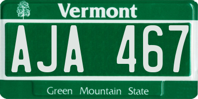 VT license plate AJA467