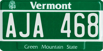 VT license plate AJA468