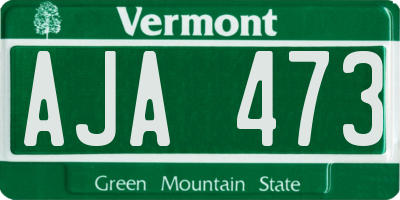 VT license plate AJA473