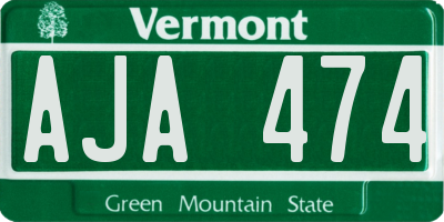 VT license plate AJA474