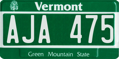 VT license plate AJA475