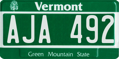 VT license plate AJA492