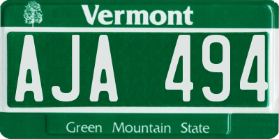 VT license plate AJA494