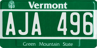 VT license plate AJA496