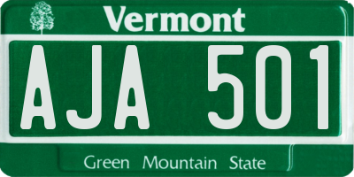 VT license plate AJA501