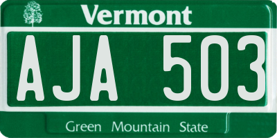 VT license plate AJA503
