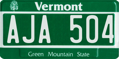 VT license plate AJA504