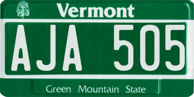 VT license plate AJA505