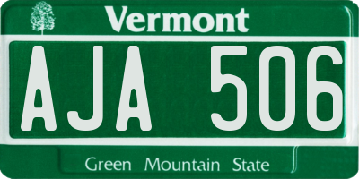 VT license plate AJA506