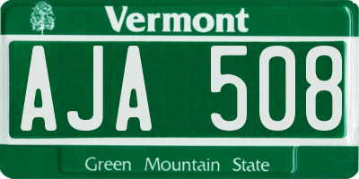 VT license plate AJA508