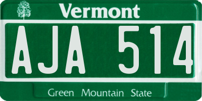 VT license plate AJA514