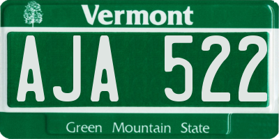 VT license plate AJA522
