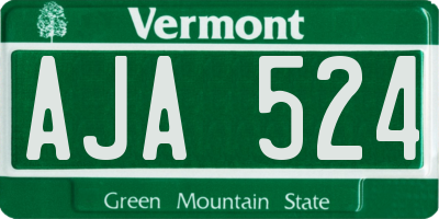 VT license plate AJA524
