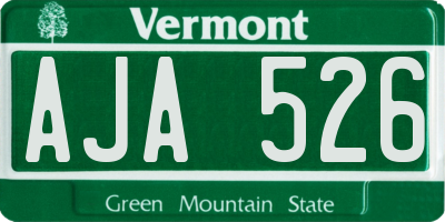 VT license plate AJA526