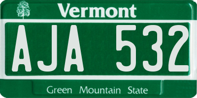 VT license plate AJA532