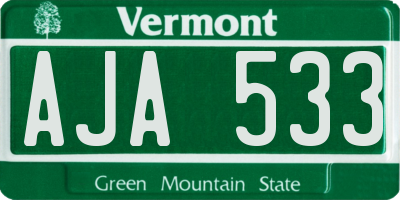 VT license plate AJA533