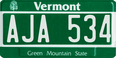 VT license plate AJA534