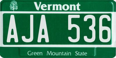 VT license plate AJA536